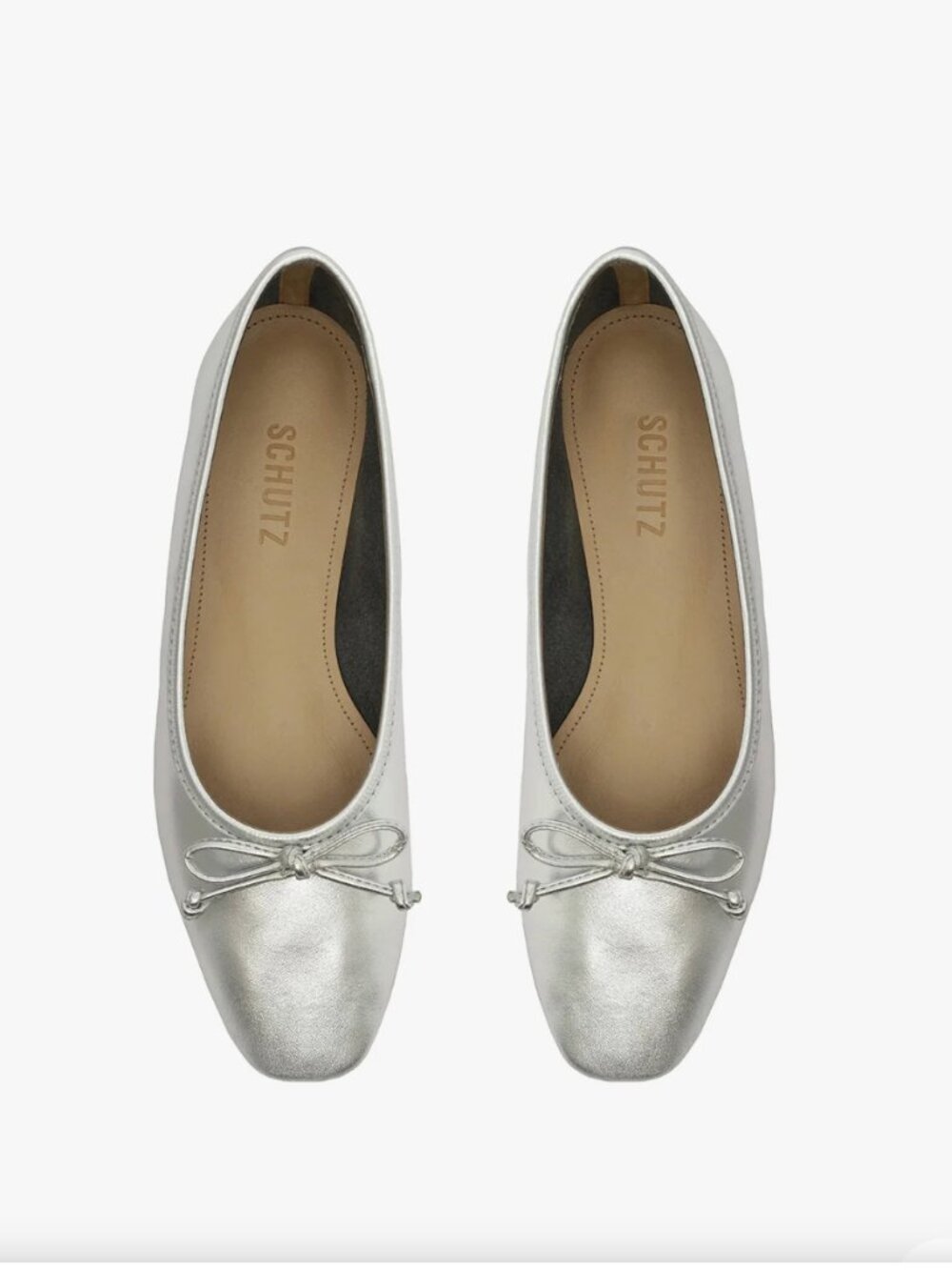 Schutz NWOB Arissa Ballet Flat in Silver Leather size 9